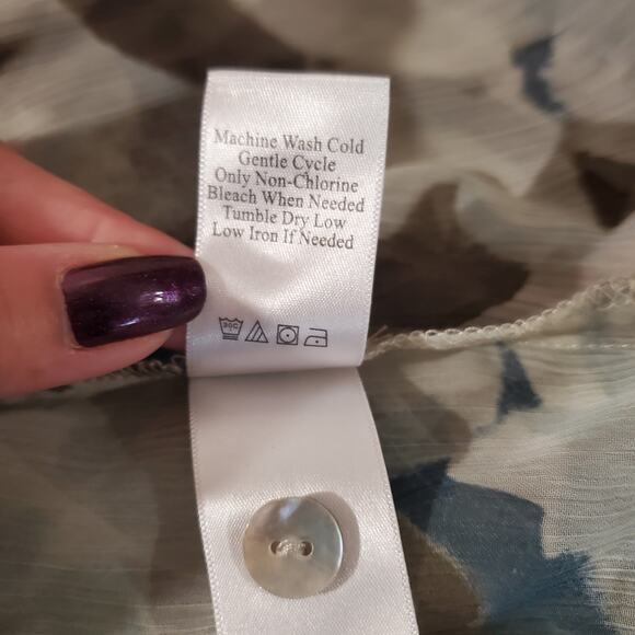 Coldwater Creek Sheer Floral Popover Shell Button Blouse Size 1X Layer Office - Picture 12 of 14